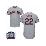 Men's Majestic Cleveland Indians #22 Jason Kipnis Grey 2016 World Series Bound Flexbase Authentic Collection MLB Jersey