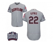 Men's Majestic Cleveland Indians #22 Jason Kipnis Grey 2016 World Series Bound Flexbase Authentic Collection MLB Jersey