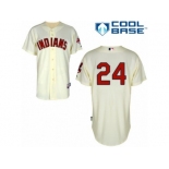 Men's Majestic Cleveland Indians #24 Manny Ramirez Authentic Cream Alternate 2 Cool Base MLB Jersey