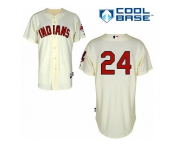 Men's Majestic Cleveland Indians #24 Manny Ramirez Authentic Cream Alternate 2 Cool Base MLB Jersey