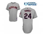 Men's Majestic Cleveland Indians #24 Manny Ramirez Authentic Grey Road Cool Base MLB Jersey