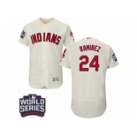 Men's Majestic Cleveland Indians #24 Manny Ramirez Cream 2016 World Series Bound Flexbase Authentic Collection MLB Jersey