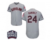 Men's Majestic Cleveland Indians #24 Manny Ramirez Grey 2016 World Series Bound Flexbase Authentic Collection MLB Jersey