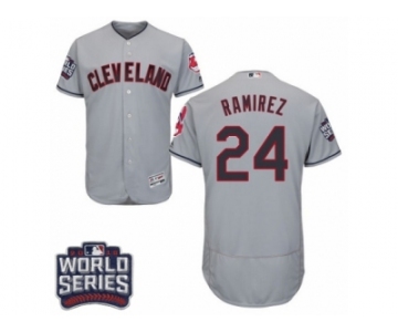 Men's Majestic Cleveland Indians #24 Manny Ramirez Grey 2016 World Series Bound Flexbase Authentic Collection MLB Jersey