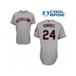 Men's Majestic Cleveland Indians #24 Manny Ramirez Replica Grey Road Cool Base MLB Jersey