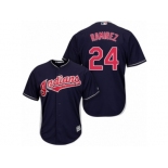 Men's Majestic Cleveland Indians #24 Manny Ramirez Replica Navy Blue Alternate 1 Cool Base MLB Jersey