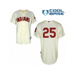 Men's Majestic Cleveland Indians #25 Jim Thome Authentic Cream Alternate 2 Cool Base MLB Jersey