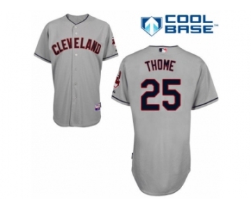 Men's Majestic Cleveland Indians #25 Jim Thome Authentic Grey Road Cool Base MLB Jersey