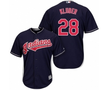 Men's Majestic Cleveland Indians #28 Corey Kluber Authentic Navy Blue Alternate Cool Base MLB Jersey