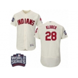 Men's Majestic Cleveland Indians #28 Corey Kluber Cream 2016 World Series Bound Flexbase Authentic Collection MLB Jersey