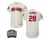 Men's Majestic Cleveland Indians #28 Corey Kluber Cream 2016 World Series Bound Flexbase Authentic Collection MLB Jersey