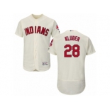 Men's Majestic Cleveland Indians #28 Corey Kluber Cream Flexbase Authentic Collection MLB Jersey