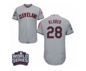 Men's Majestic Cleveland Indians #28 Corey Kluber Grey 2016 World Series Bound Flexbase Authentic Collection MLB Jersey