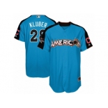 Men's Majestic Cleveland Indians #28 Corey Kluber Replica Blue American League 2017 MLB All-Star MLB Jersey