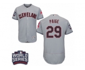 Men's Majestic Cleveland Indians #29 Satchel Paige Grey 2016 World Series Bound Flexbase Authentic Collection MLB Jersey