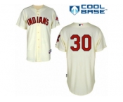 Men's Majestic Cleveland Indians #30 Joe Carter Replica Cream Alternate 2 Cool Base MLB Jersey