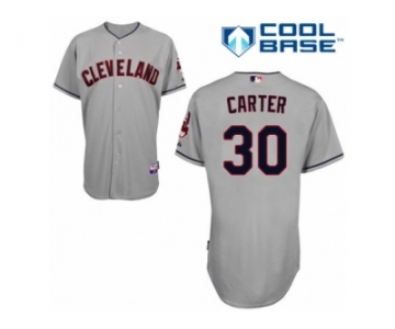 Men's Majestic Cleveland Indians #30 Joe Carter Replica Grey Road Cool Base MLB Jersey