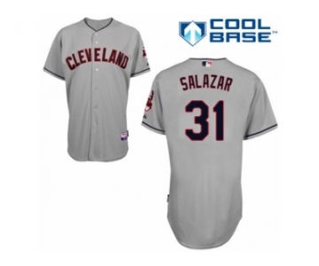 Men's Majestic Cleveland Indians #31 Danny Salazar Authentic Grey Road Cool Base MLB Jersey