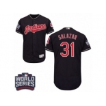 Men's Majestic Cleveland Indians #31 Danny Salazar Navy Blue 2016 World Series Bound Flexbase Authentic Collection MLB Jersey