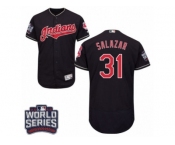 Men's Majestic Cleveland Indians #31 Danny Salazar Navy Blue 2016 World Series Bound Flexbase Authentic Collection MLB Jersey