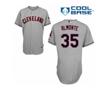 Men's Majestic Cleveland Indians #35 Abraham Almonte Authentic Grey Road Cool Base MLB Jersey