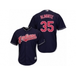 Men's Majestic Cleveland Indians #35 Abraham Almonte Authentic Navy Blue Alternate 1 Cool Base MLB Jersey