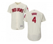 Men's Majestic Cleveland Indians #4 Juan Uribe Cream Flexbase Authentic Collection MLB Jersey