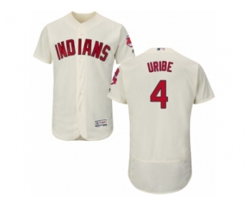 Men's Majestic Cleveland Indians #4 Juan Uribe Cream Flexbase Authentic Collection MLB Jersey