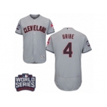 Men's Majestic Cleveland Indians #4 Juan Uribe Grey 2016 World Series Bound Flexbase Authentic Collection MLB Jersey