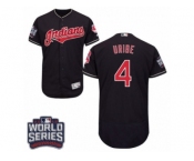 Men's Majestic Cleveland Indians #4 Juan Uribe Navy Blue 2016 World Series Bound Flexbase Authentic Collection MLB Jersey