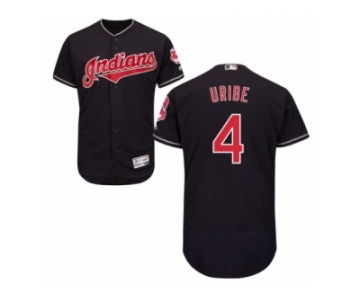 Men's Majestic Cleveland Indians #4 Juan Uribe Navy Blue Flexbase Authentic Collection MLB Jersey