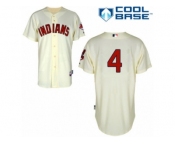 Men's Majestic Cleveland Indians #4 Juan Uribe Replica Cream Alternate 2 Cool Base MLB Jersey