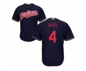 Men's Majestic Cleveland Indians #4 Juan Uribe Replica Navy Blue Alternate 1 Cool Base MLB Jersey