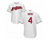 Men's Majestic Cleveland Indians #4 Juan Uribe Replica White Home Cool Base MLB Jersey