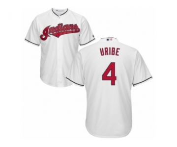 Men's Majestic Cleveland Indians #4 Juan Uribe Replica White Home Cool Base MLB Jersey