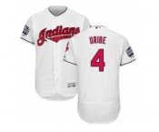 Men's Majestic Cleveland Indians #4 Juan Uribe White 2016 World Series Bound Flexbase Authentic Collection MLB Jersey