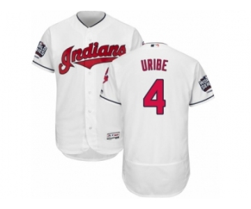 Men's Majestic Cleveland Indians #4 Juan Uribe White 2016 World Series Bound Flexbase Authentic Collection MLB Jersey