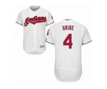 Men's Majestic Cleveland Indians #4 Juan Uribe White Flexbase Authentic Collection MLB Jersey