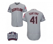 Men's Majestic Cleveland Indians #41 Carlos Santana Grey 2016 World Series Bound Flexbase Authentic Collection MLB Jersey