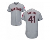 Men's Majestic Cleveland Indians #41 Carlos Santana Grey Flexbase Authentic Collection MLB Jersey