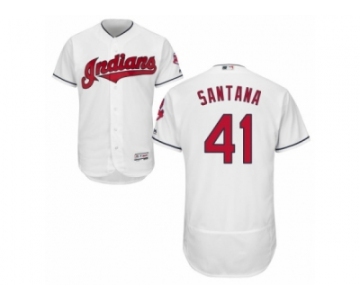 Men's Majestic Cleveland Indians #41 Carlos Santana White Flexbase Authentic Collection MLB Jersey