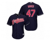 Men's Majestic Cleveland Indians #47 Trevor Bauer Authentic Navy Blue Alternate 1 Cool Base MLB Jersey