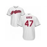 Men's Majestic Cleveland Indians #47 Trevor Bauer Authentic White Home Cool Base MLB Jersey