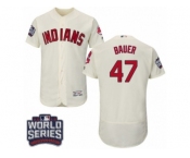 Men's Majestic Cleveland Indians #47 Trevor Bauer Cream 2016 World Series Bound Flexbase Authentic Collection MLB Jersey