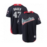 Men's Majestic Cleveland Indians #47 Trevor Bauer Game Navy Blue American League 2018 MLB All-Star MLB Jersey