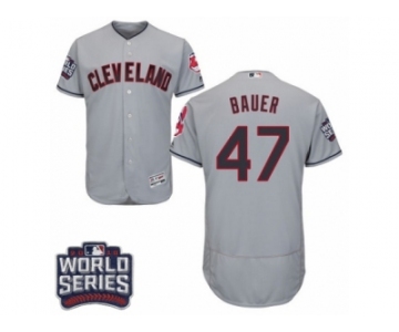 Men's Majestic Cleveland Indians #47 Trevor Bauer Grey 2016 World Series Bound Flexbase Authentic Collection MLB Jersey