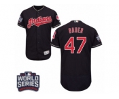 Men's Majestic Cleveland Indians #47 Trevor Bauer Navy Blue 2016 World Series Bound Flexbase Authentic Collection MLB Jersey