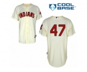 Men's Majestic Cleveland Indians #47 Trevor Bauer Replica Cream Alternate 2 Cool Base MLB Jersey