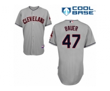 Men's Majestic Cleveland Indians #47 Trevor Bauer Replica Grey Road Cool Base MLB Jersey