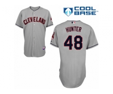 Men's Majestic Cleveland Indians #48 Tommy Hunter Replica Grey Road Cool Base MLB Jersey